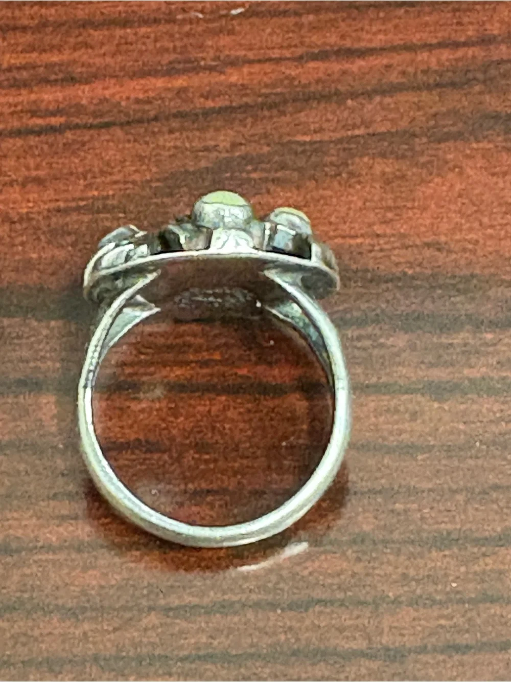 Vintage mid century JFR Mexico sterling and green turquoise ring. Size 6.5